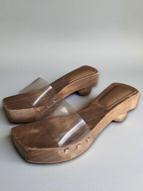 🎉SALE Cult Gaia Nia Wooden Vinyl Spherical Heel Mule Sandals